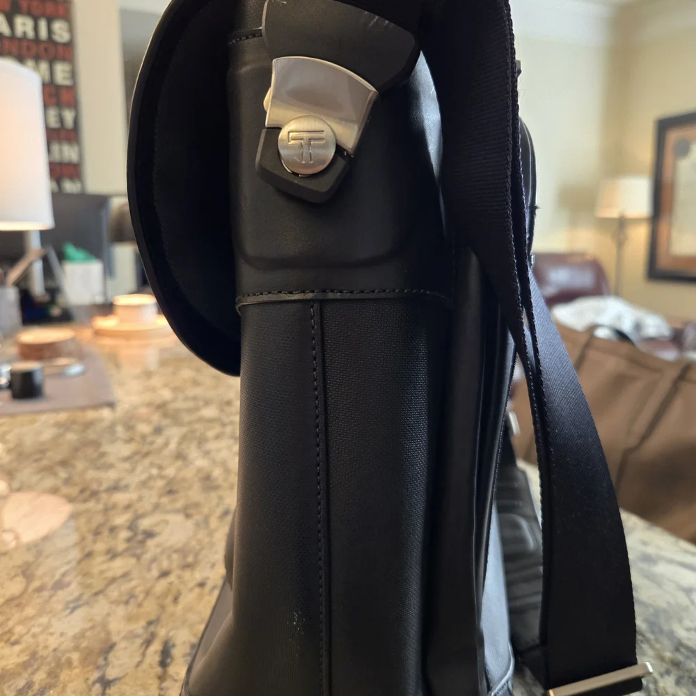 Tumi Black Leather Formula T Briefcase